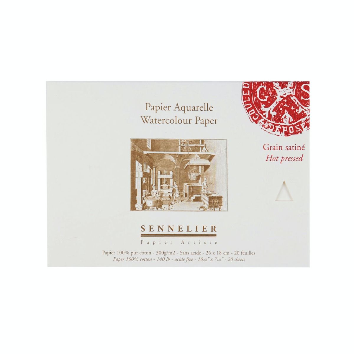 Склейка для акварелі "Sennelier" 20 арк., гаряче пресування, 300 г/м, 26*18 см, N139835