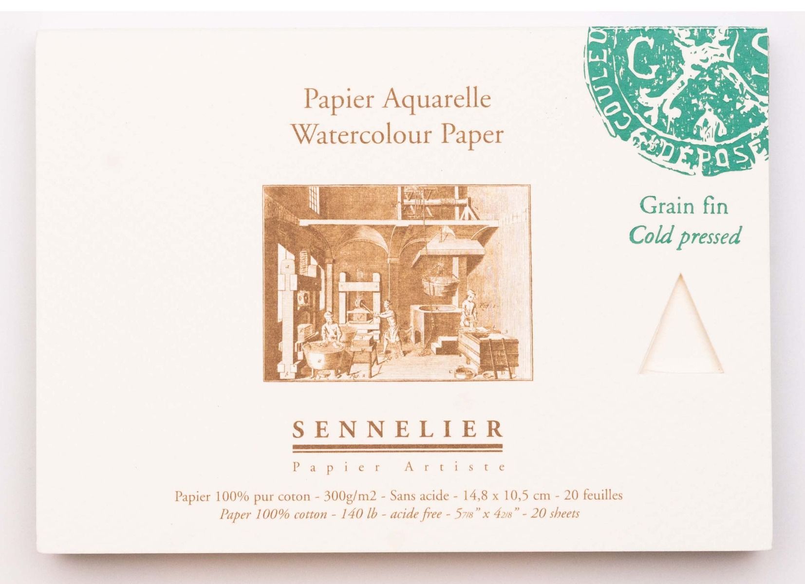 Склейка для акварелі "Sennelier" 20 арк., холодне пресування, 300 г/м, 26*18 см, N139875