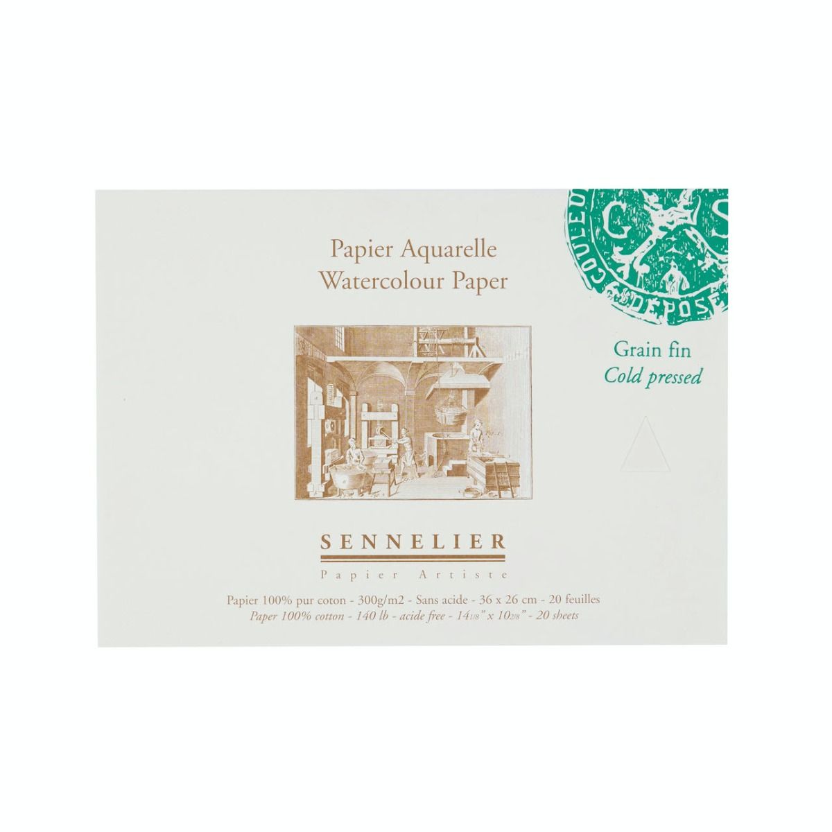 Склейка для акварелі "Sennelier" 20 арк., холодне пресування, 300 г/м, 36*26 см, N139874