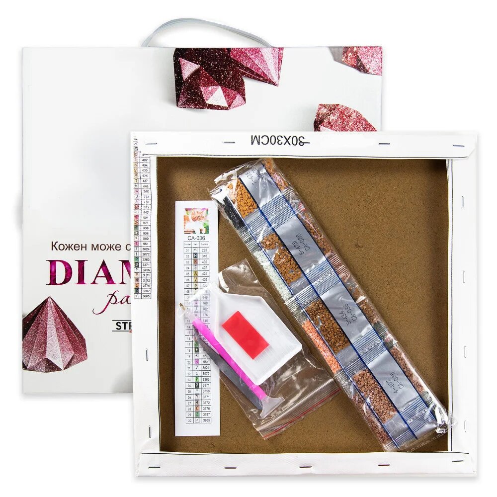 Набір з алмазною мозаїкою "Різнокольові рослини" 30*30 см, CA-0052, ТМ "Strateg" 1