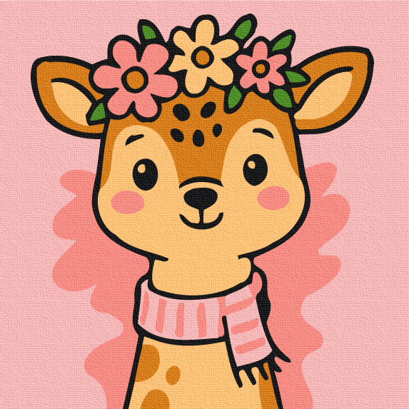 Розмальовка на полотні 20*20 см "Оленя у віночку", MBS075