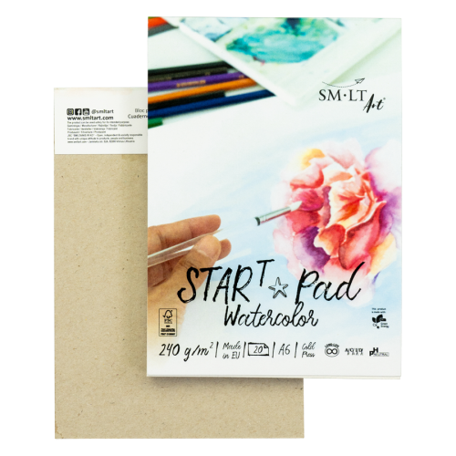 Склейка для акварелі STAR T, А6 (10,5*14,8 см), 240 г/м2, 20 арк., натуральний білий, Smiltainis