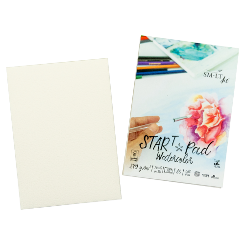 Склейка для акварелі STAR T, А6 (10,5*14,8 см), 240 г/м2, 20 арк., натуральний білий, Smiltainis 1