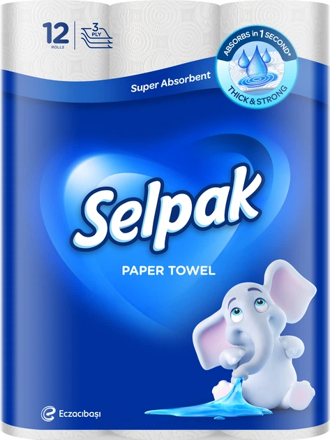 Рушник паперовий Selpak Pro паперовий кухонний 3-х шар. 12 рул., 32761710