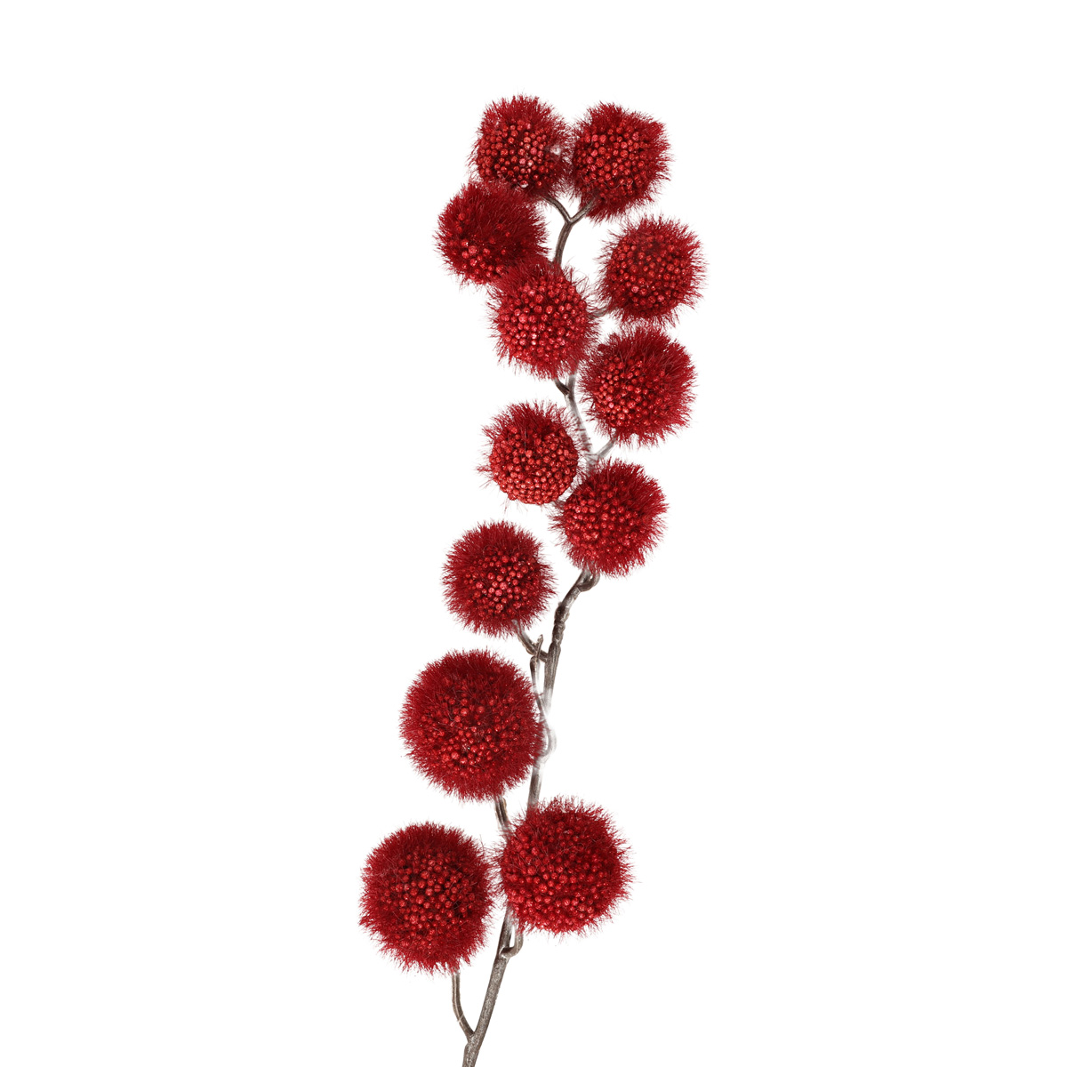 Декор новорічний Штучна гілочка 82 см з кульками червоними, 90010736