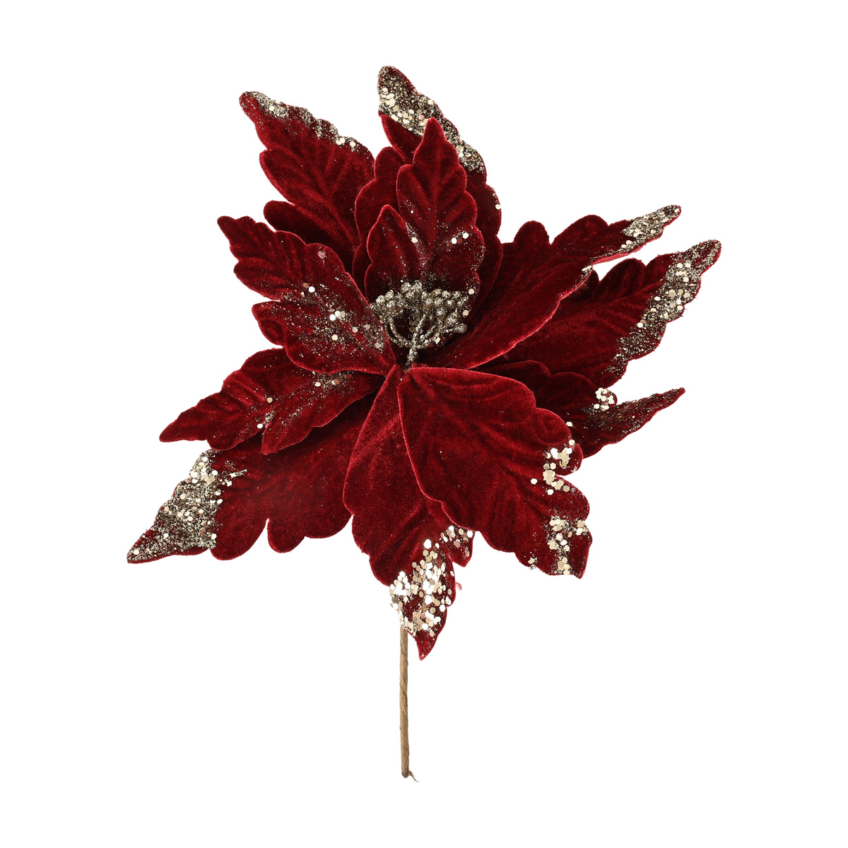 Декоративна квітка Пуансетія 32 см, насичений бордо, 839-431