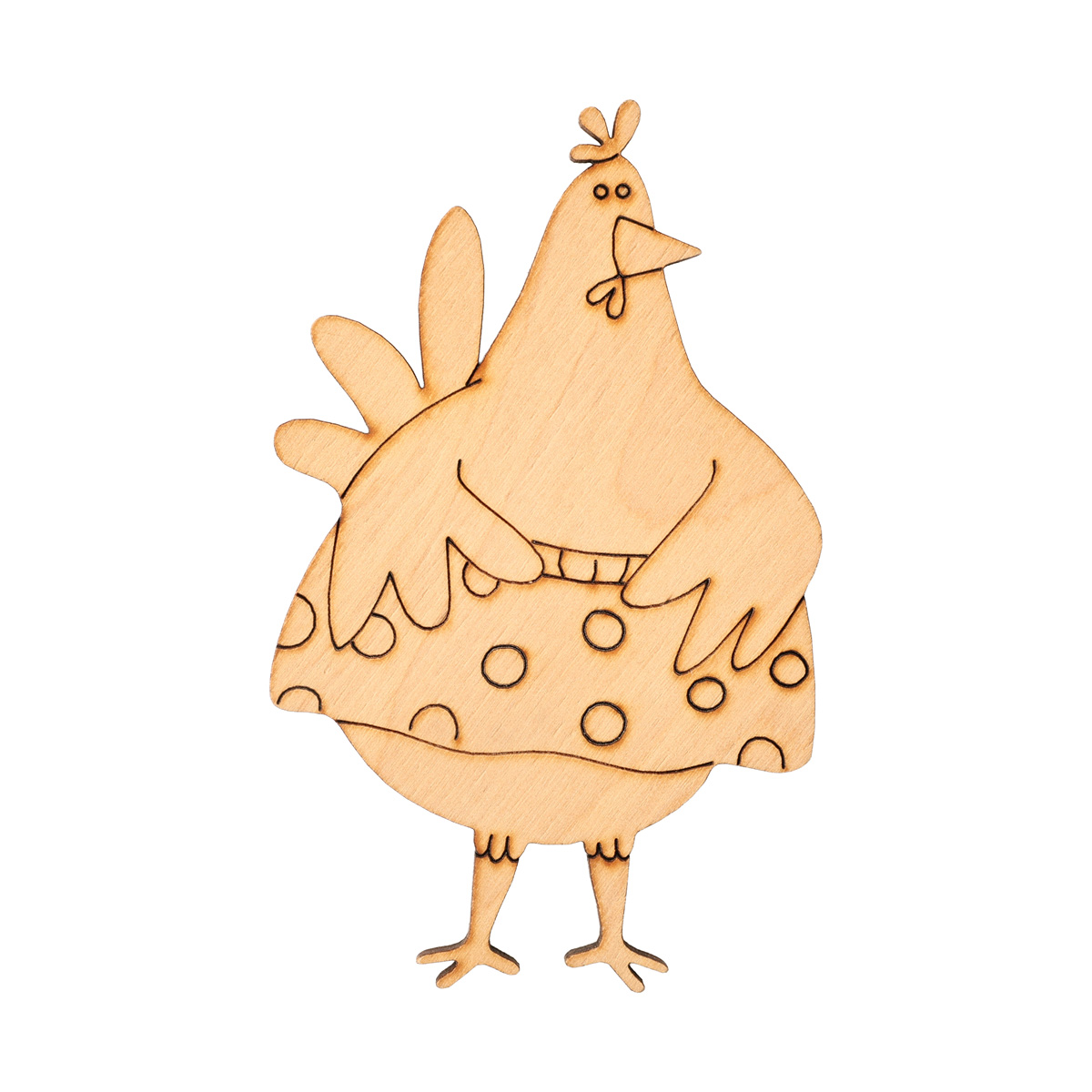 Заготовка магнита деревянная "Курица. Юбочка" 62*100 мм, ZS223