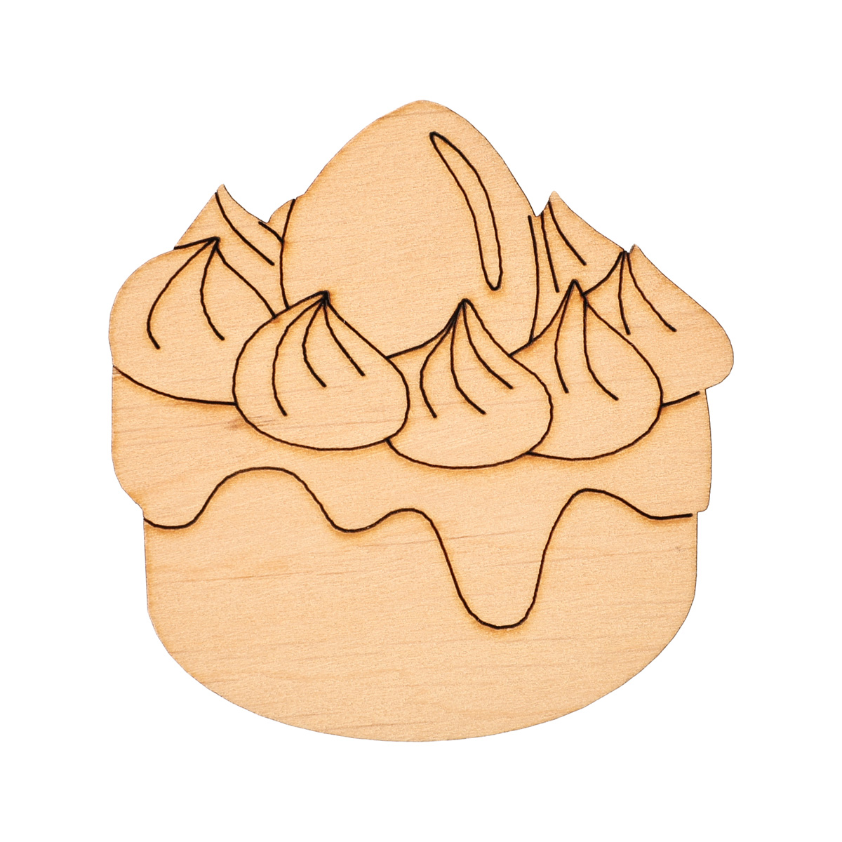 Заготовка магнита деревянная "Пирожное-8", FT008