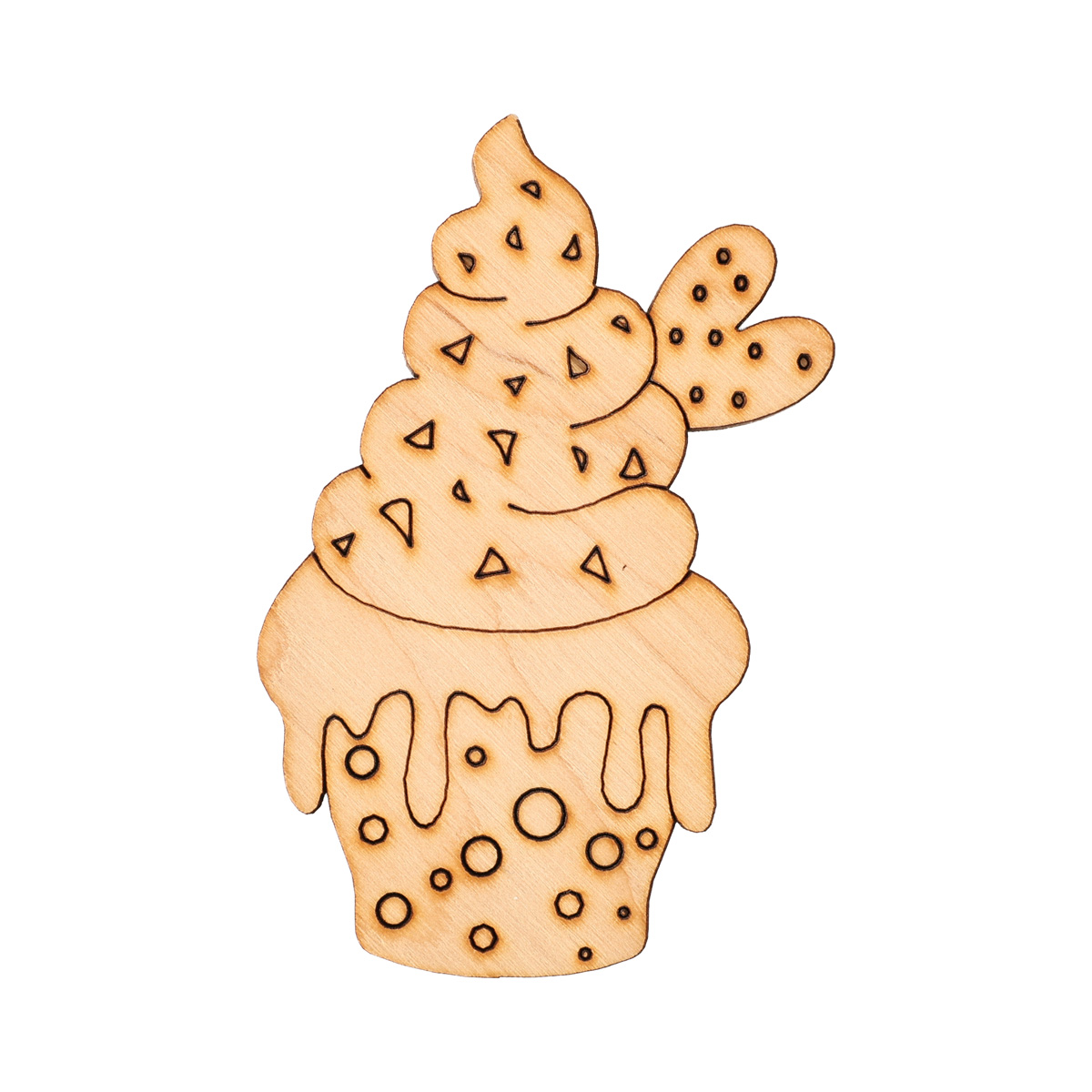 Заготовка-магнит деревянная "Пирожное-3", FT003