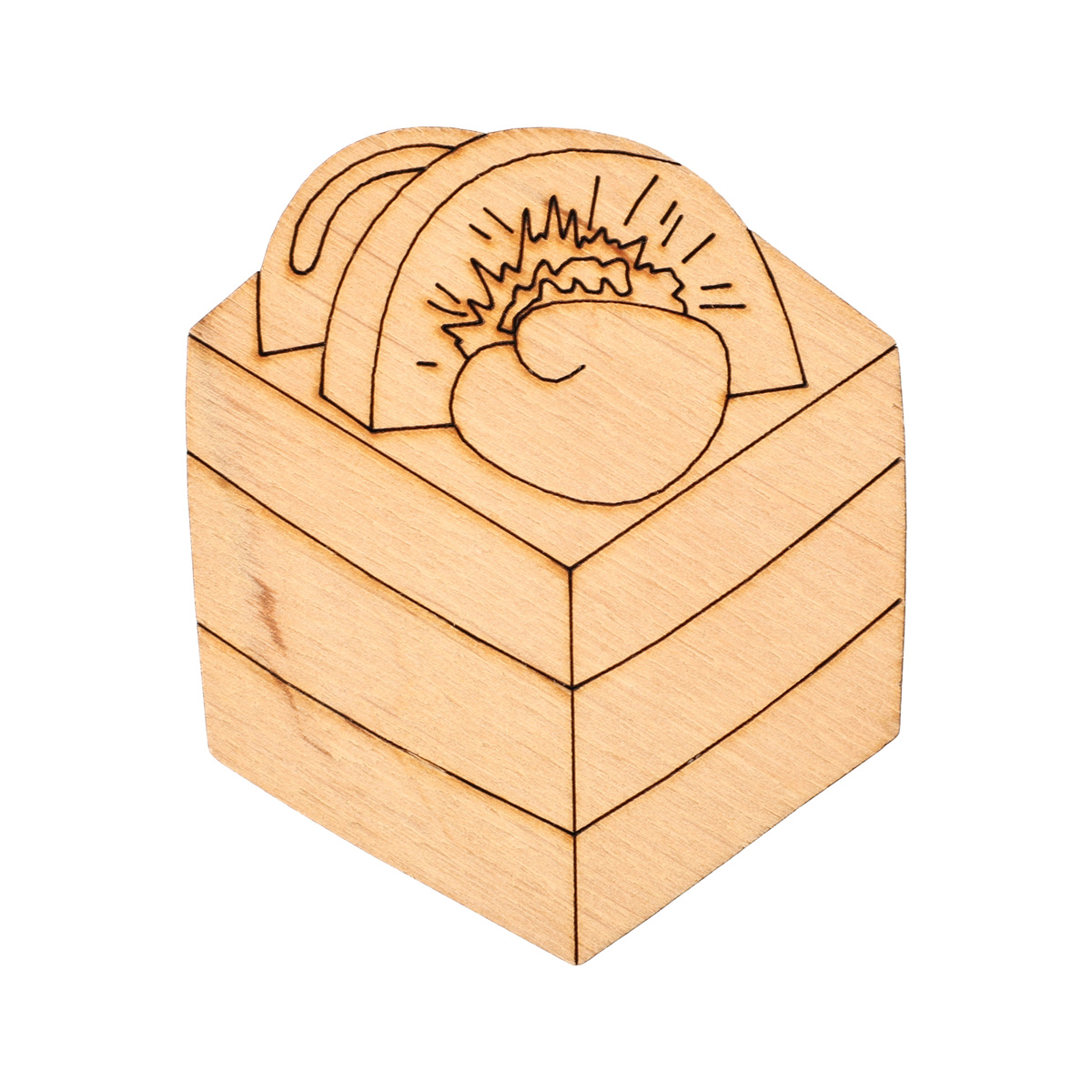 Заготовка магнита деревянная "Пирожное-7", FT007