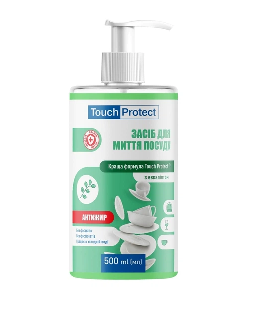 Средство для мытья посуды Touch Protect Антижир с эвкалиптом 500 мл, 289338