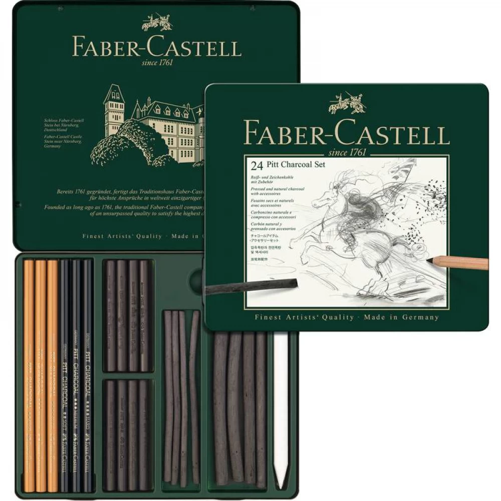 Набір вугілля PITT Monochrome 24 предм., 112978 Faber-Castell 1