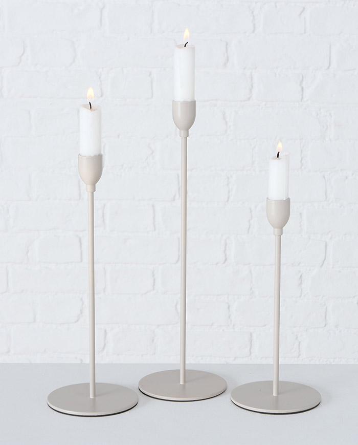 Свічник декоративний металевий "Malte" h=23 см/d=10 см на ніжці, бежевий, 9709789/2016136 1