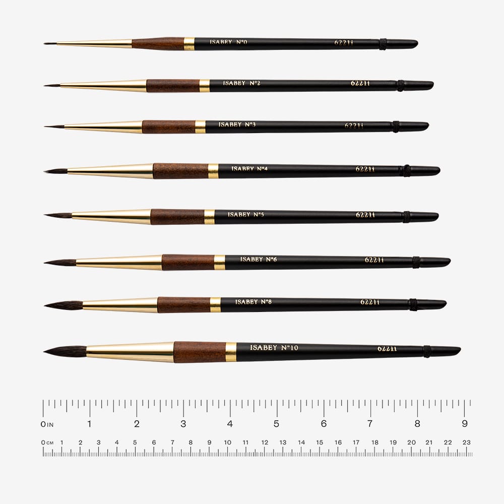 Пензель білка кругла натуральна "Isabey" 6221, №0, для акварелі, коротка ручка, 6221.00 4