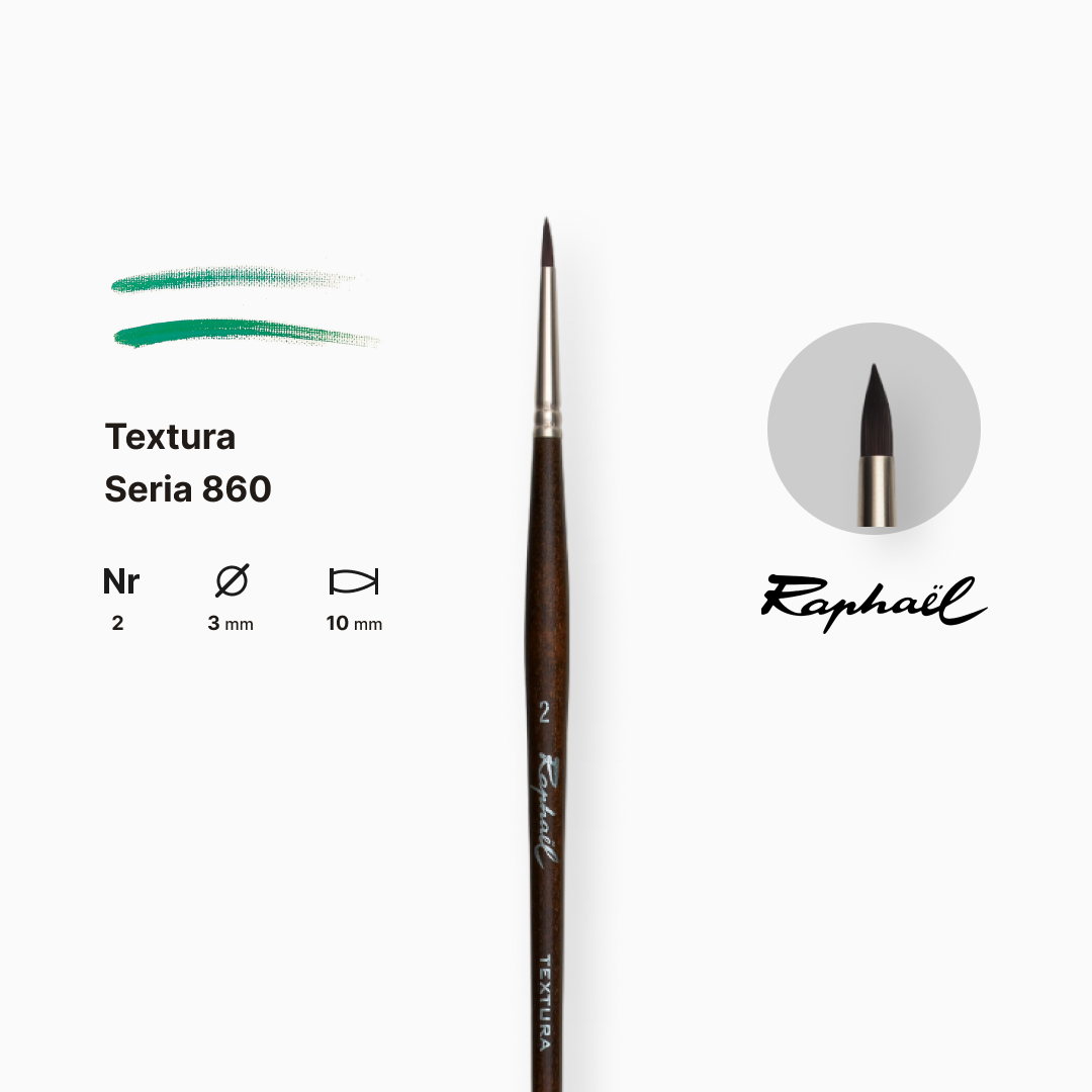 Пензель синтетика кругла "Raphael" Teхtura, №2, професійний, довга ручка, 860.2 1