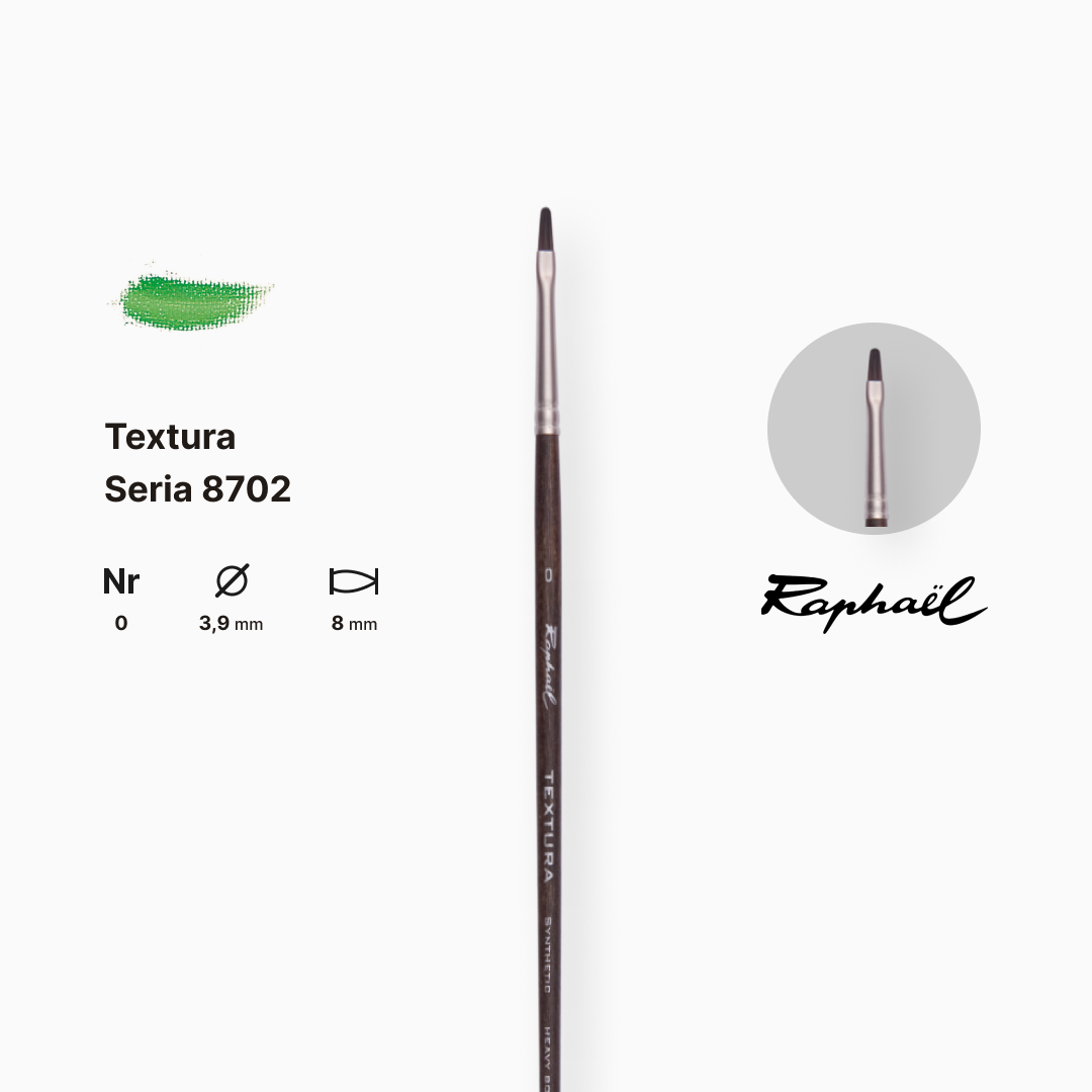 Пензель синтетика овальна "Raphael" Teхtura, №0, професійний, довга ручка, 8702.0 1