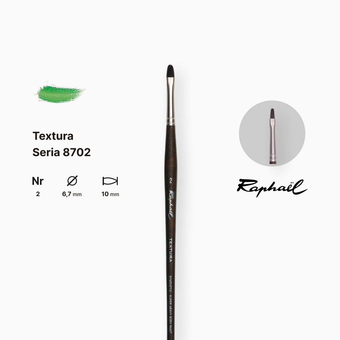 Пензель синтетика овальна "Raphael" Teхtura, №2, професійний, довга ручка, 8702.2 1