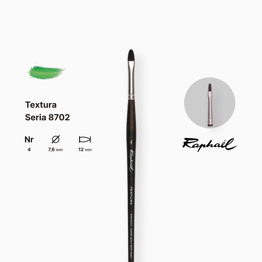 Пензель синтетика овальна "Raphael" Teхtura, №4, професійний, довга ручка, 8702.4 1