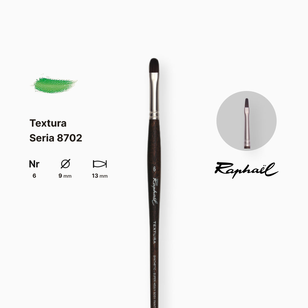 Пензель синтетика овальна "Raphael" Teхtura, №6, професійний, довга ручка, 8702.6 1