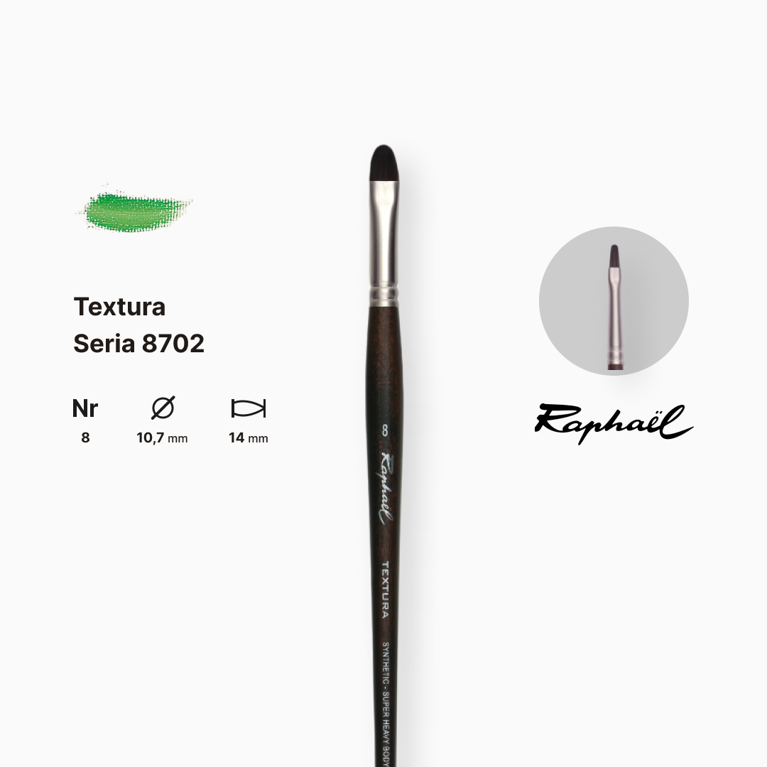 Пензель синтетика овальна "Raphael" Teхtura, №8, професійний, довга ручка, 8702.8 1