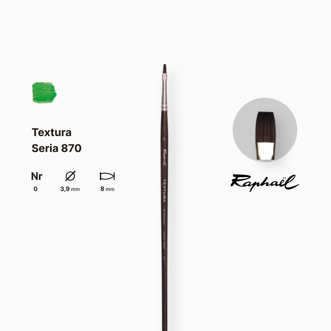 Пензель синтетика плоска "Raphael" Teхtura, №0, професійний, довга ручка, 870.0 1