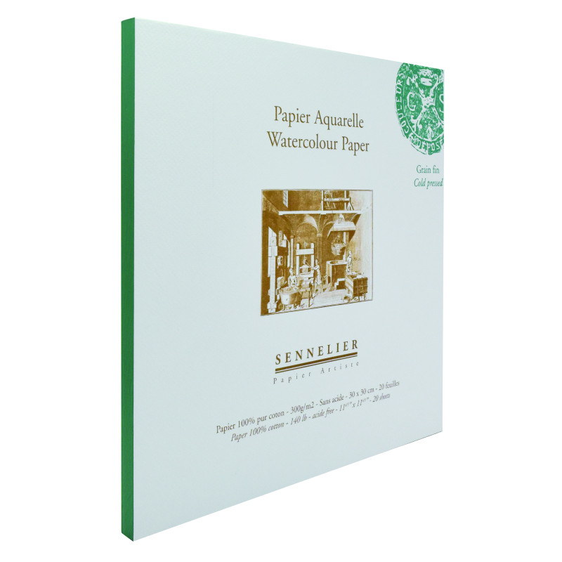 Склейка для акварелі "Sennelier" 20 арк., холодне пресування, 300 г/м, 30*30 см, N139901 1