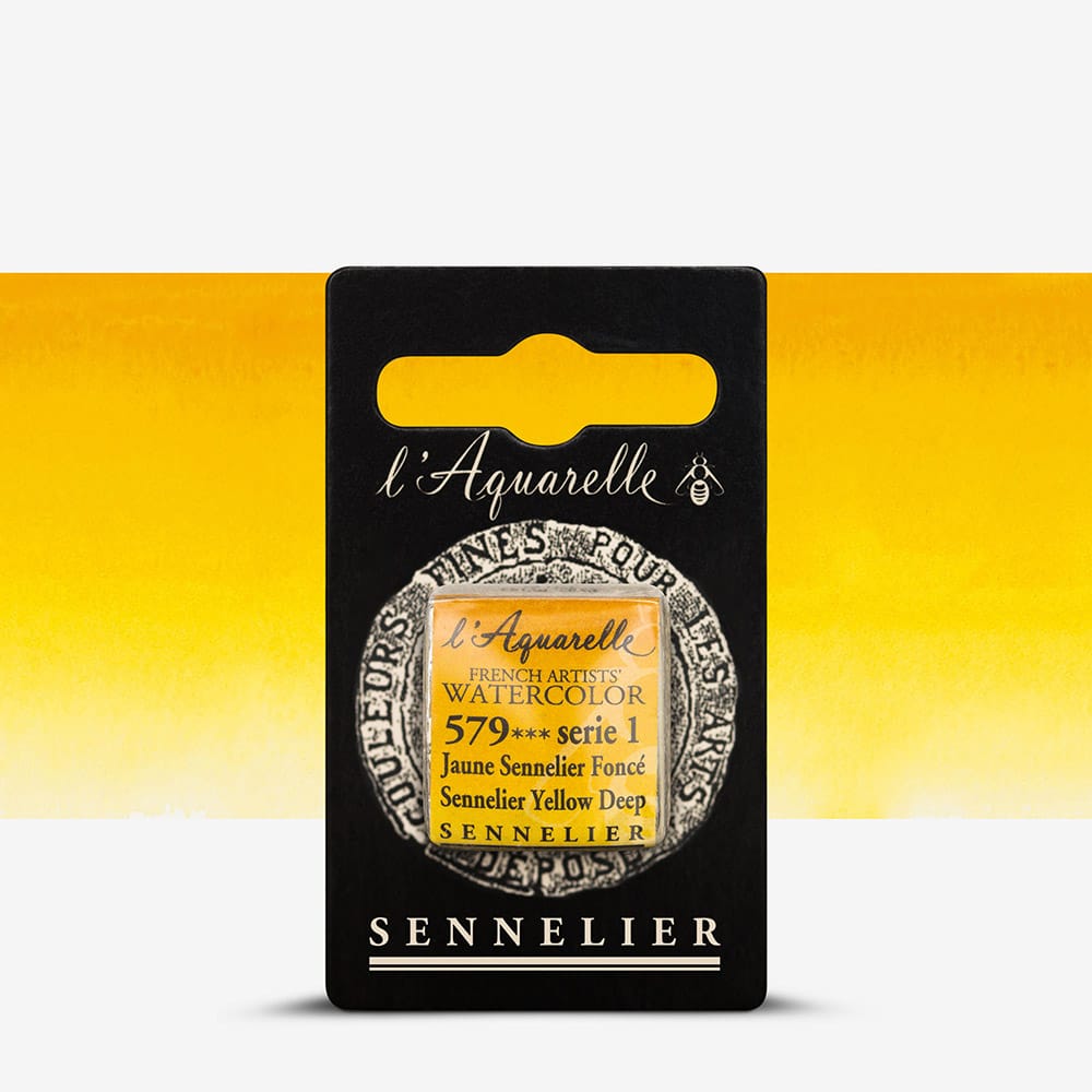 Краска акварельная "Sennelier" полукювета, S1, Глубокий желтый Сеннелье (Sennelier Yellow Deep), N131541.579