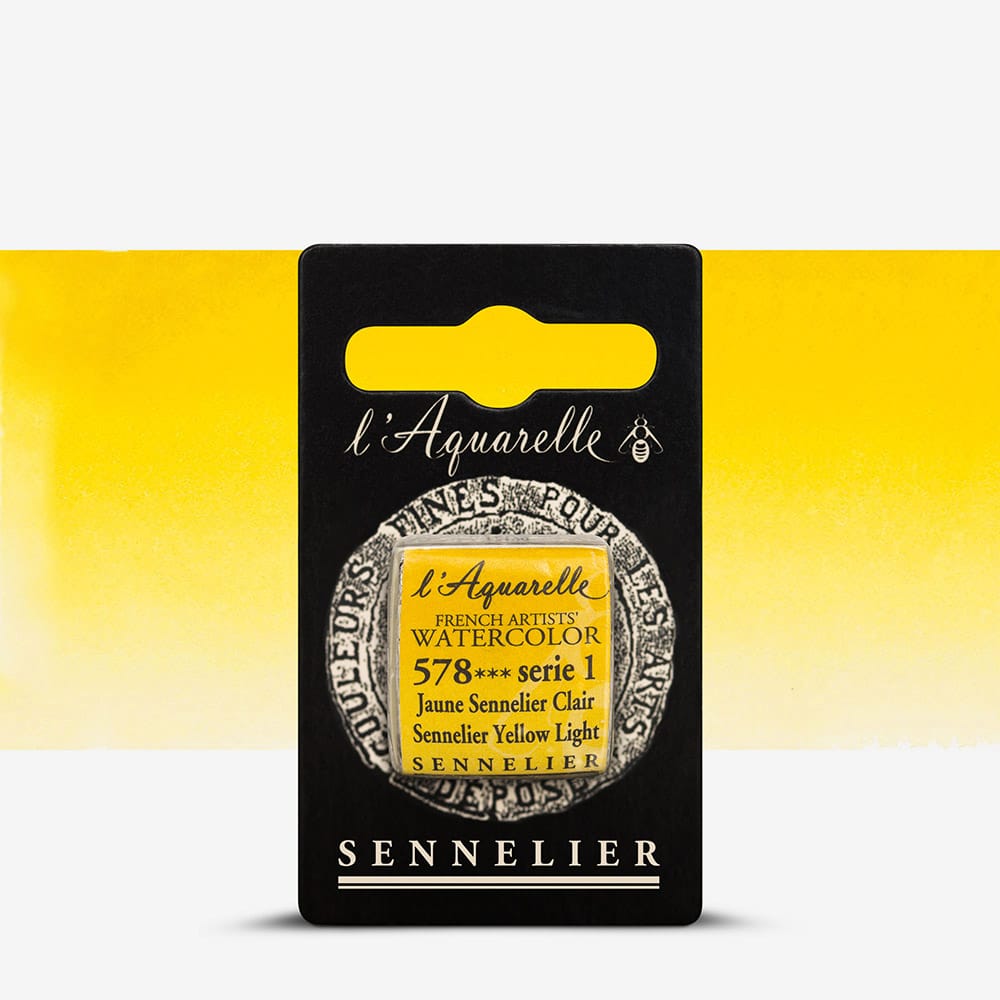 Краска акварельная "Sennelier" полукювета, S1, Желтая светлая Сеннелье (Sennelier Yellow Light), N131541.578