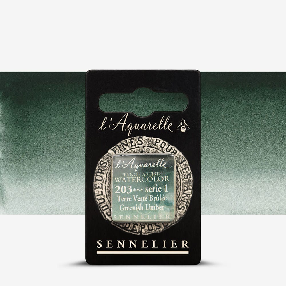 Краска акварельная "Sennelier" полукювета, S1, Зеленая умбра (Greenish Umber), N131541.203