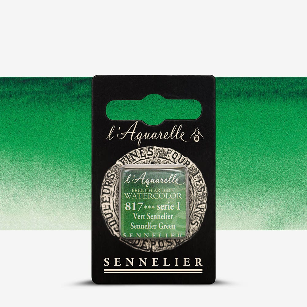 Краска акварельная "Sennelier" полукювета, S1, Зеленый Сеннелье (Sennelier Green), N131541.817