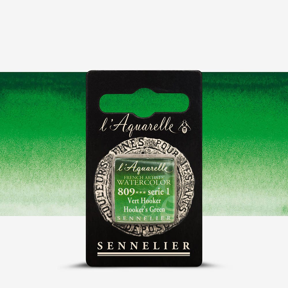 Краска акварельная "Sennelier" полукювета, S1, Зеленый хукер (Hooker’s Green), N131541.809