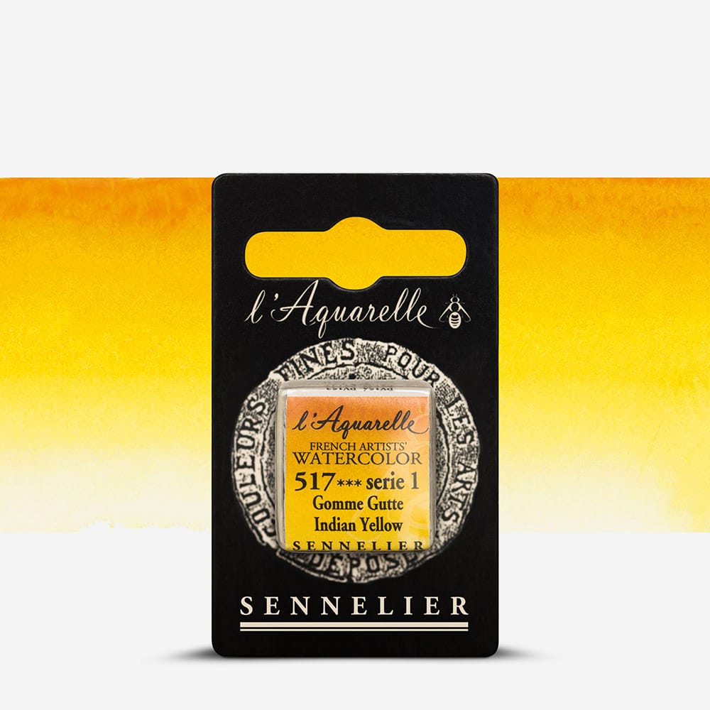 Краска акварельная "Sennelier" полукювета, S1, Индийский желтый (Indian Yellow), N131541.517