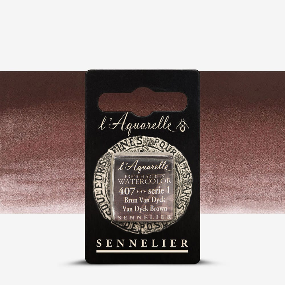 Краска акварельная "Sennelier" полукювета, S1, Коричневый Ван Дейка (Van Dyck Brown), N131541.407