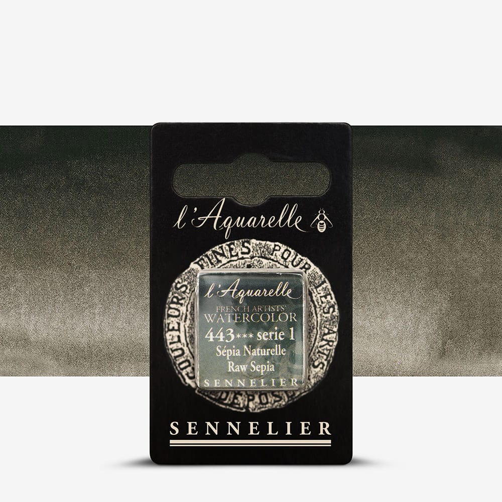 Краска акварельная "Sennelier" полукювета, S1, Естественная сепия (Raw Sepia), N131541.443