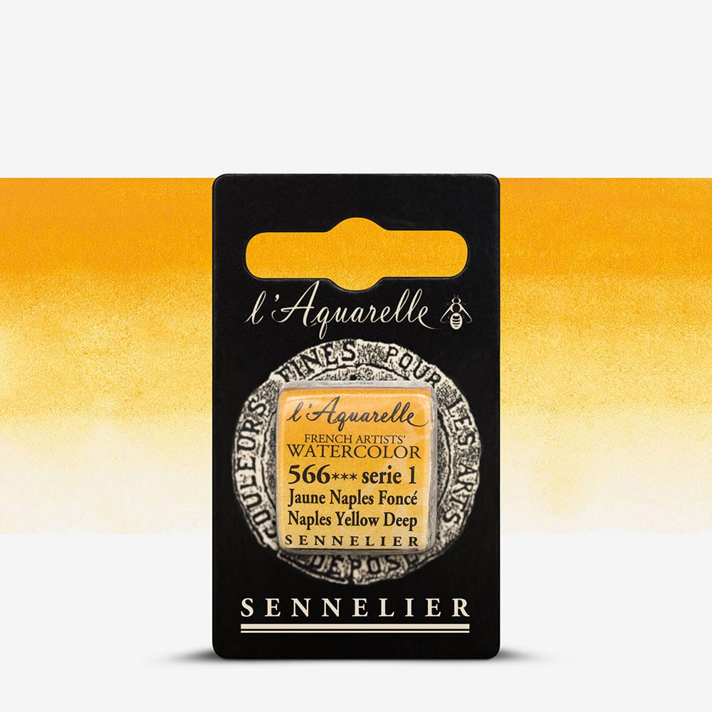 Краска акварельная "Sennelier" полукювета, S1, Неаполитанский желтый глубокий (Naples Yellow Deep), N131541.566