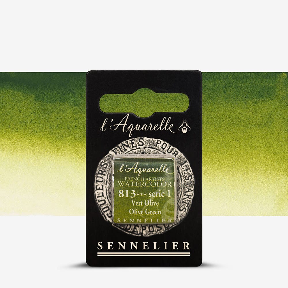 Краска акварельная "Sennelier" полукювета, S1, Оливково-зеленый (Olive Green), N131541.813