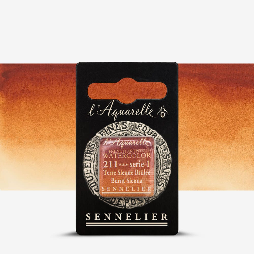 Фарба акварельна "Sennelier" полукювета, S1, Сієна палена (Burnt Sienna), N131541.211