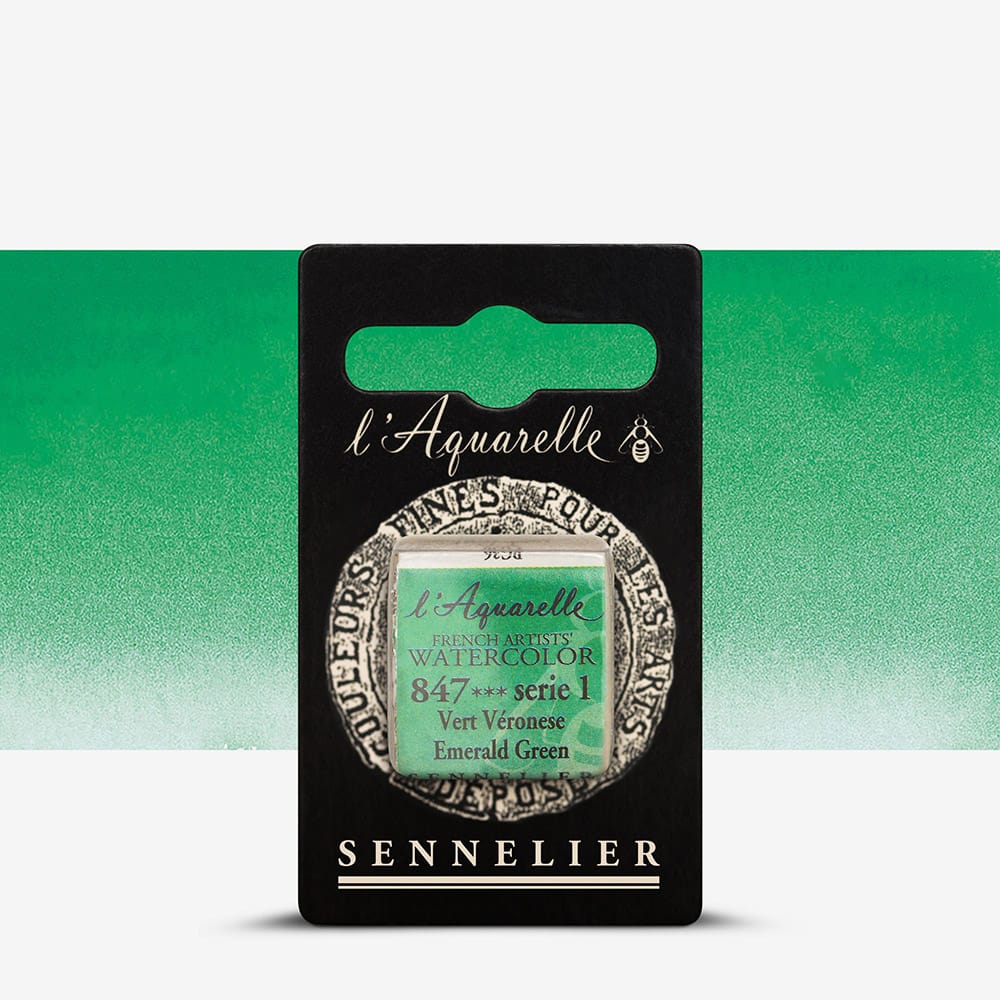 Фарба акварельна "Sennelier" полукювета, S1, Смарагдово-зелений (Emerald Green), N131541.847