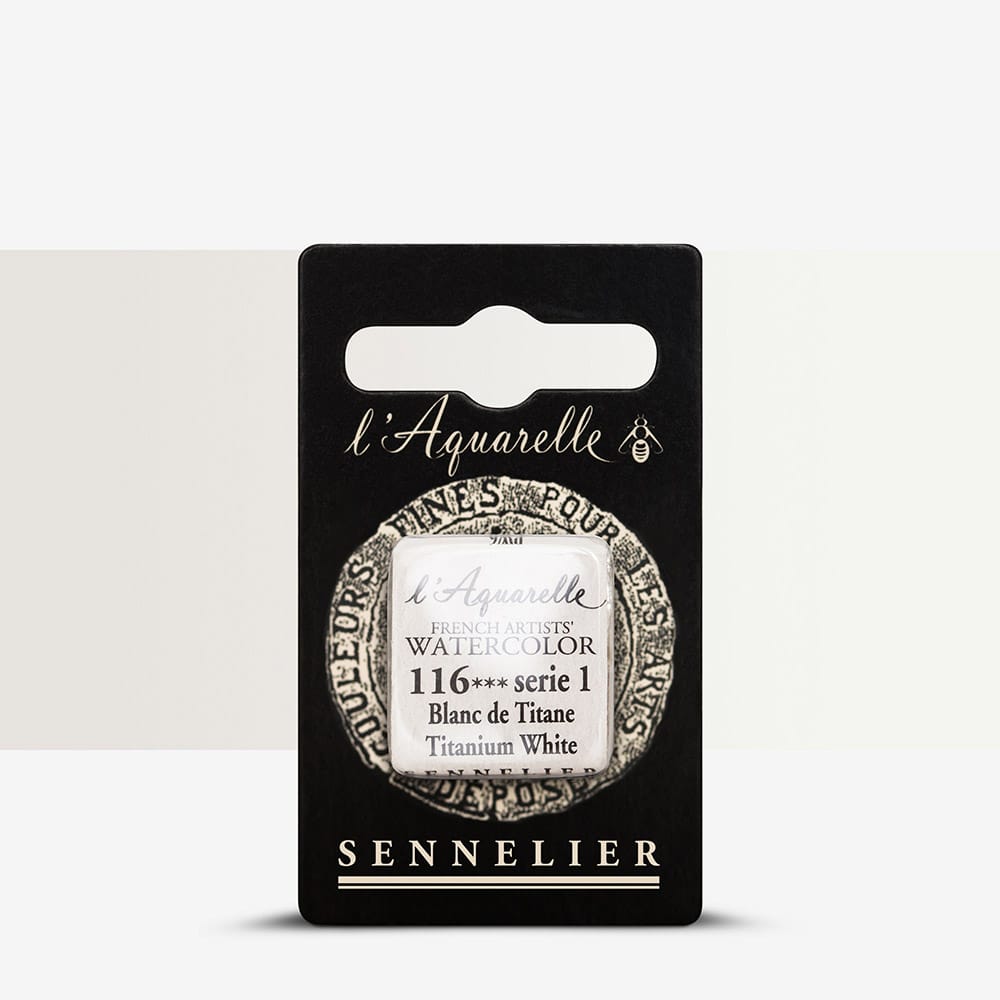 Фарба акварельна "Sennelier" полукювета, S1, Титановий білий (Titanium White), N131541.116