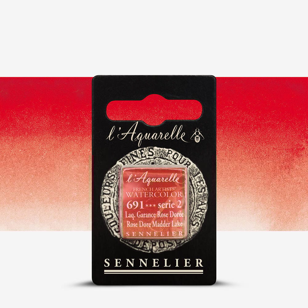 Краска акварельная "Sennelier" полукювета, S2, Золотая розовая марена (лак) (Rose Dore Madder Lake), N131541.691