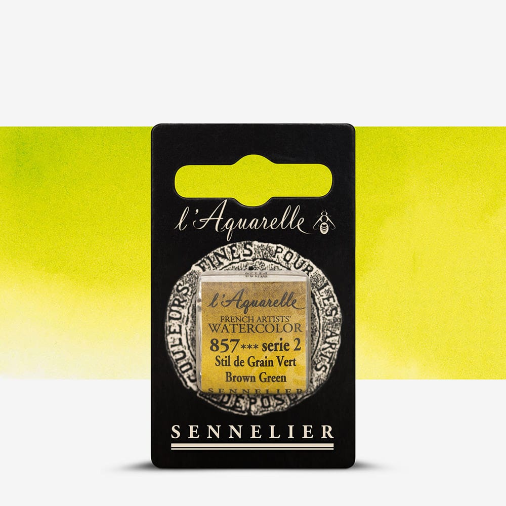 Краска акварельная "Sennelier" полукювета, S2, Коричнево-зеленый (Brown Green), N131541.857