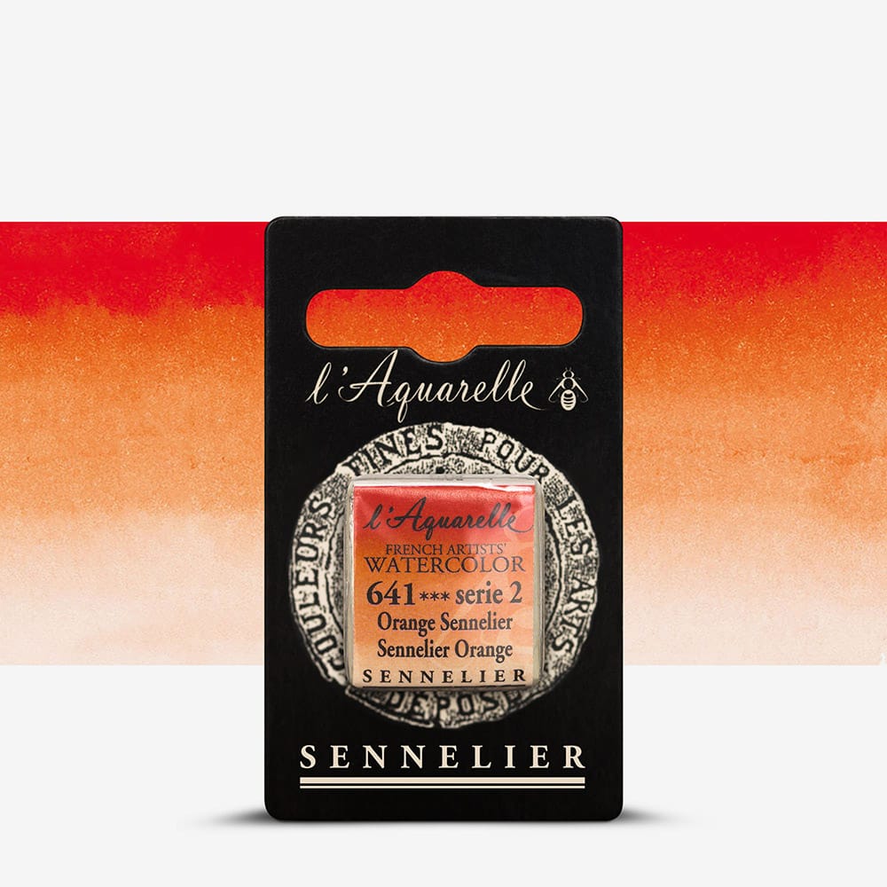 Краска акварельная "Sennelier" полукювета, S2, Оранжевый Сеннелье (Sennelier Orange), N131541.641