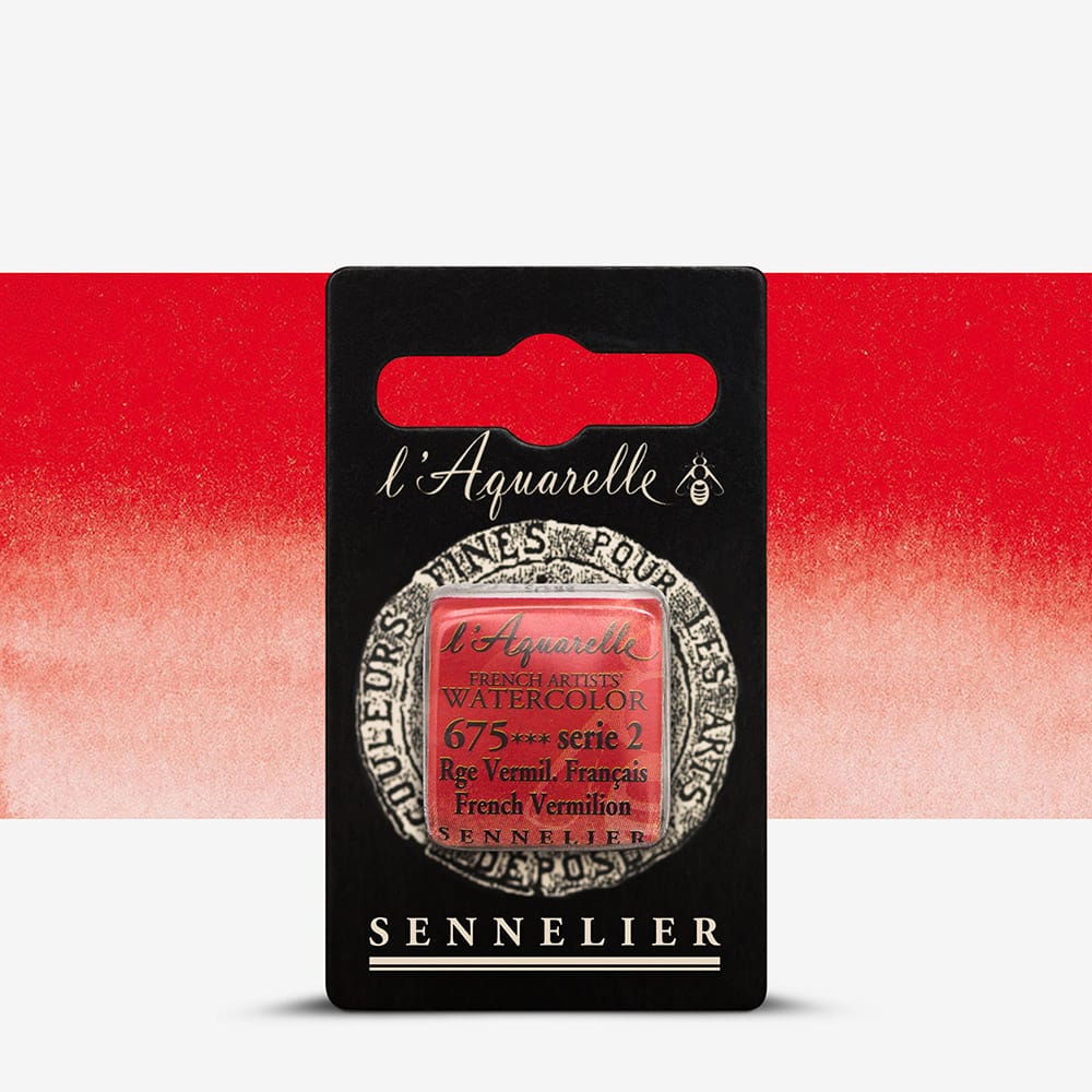 Краска акварельная "Sennelier" полукювета, S2, Французский вермиллион (French Vermilion), N131541.675