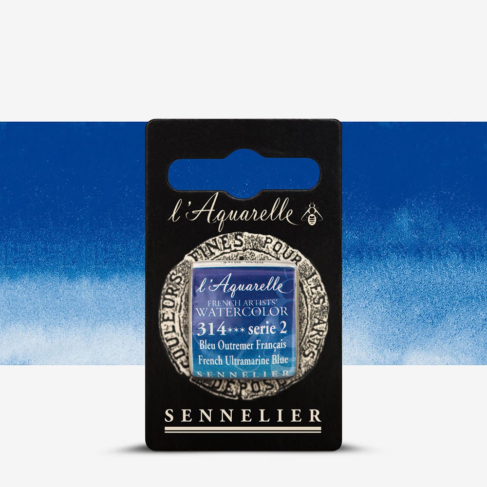 Краска акварельная "Sennelier" полукювета, S2, Французский синий ультрамарин (French Ultramarine Blue), N131541.314