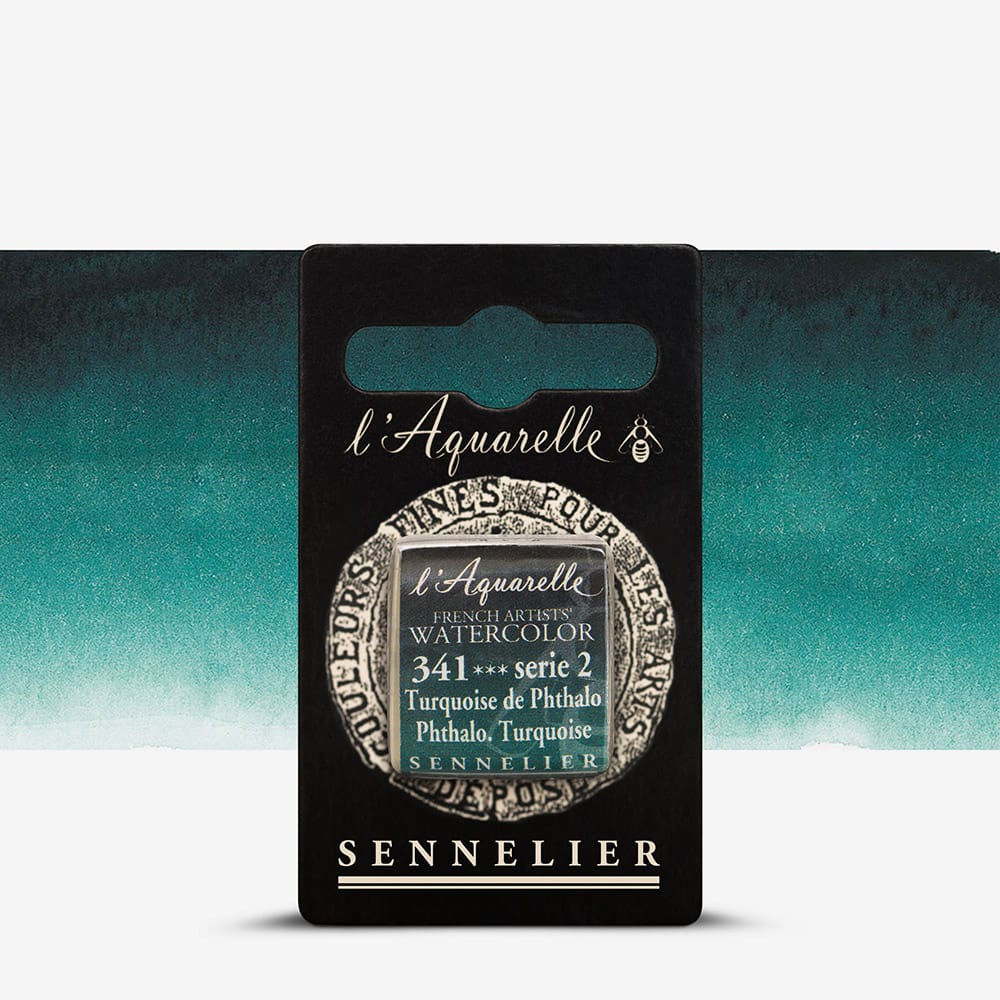 Краска акварельная "Sennelier" полукювета, S2, Фталоцианиновый бирюзовый (Phthalocyanine Turquoise), N131541.341