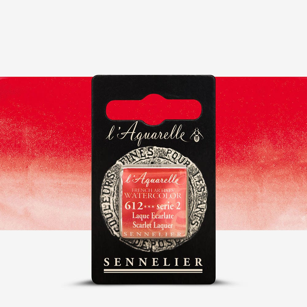 Краска акварельная "Sennelier" полукювета, S2, Красный лак (Scarlet Laquer), N131541.612