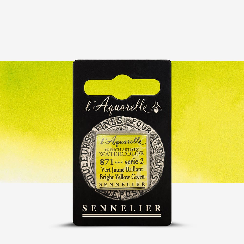 Краска акварельная "Sennelier" полукювета, S2, Ярко-желто-зеленый (Bright Yellow Green), N131541.871