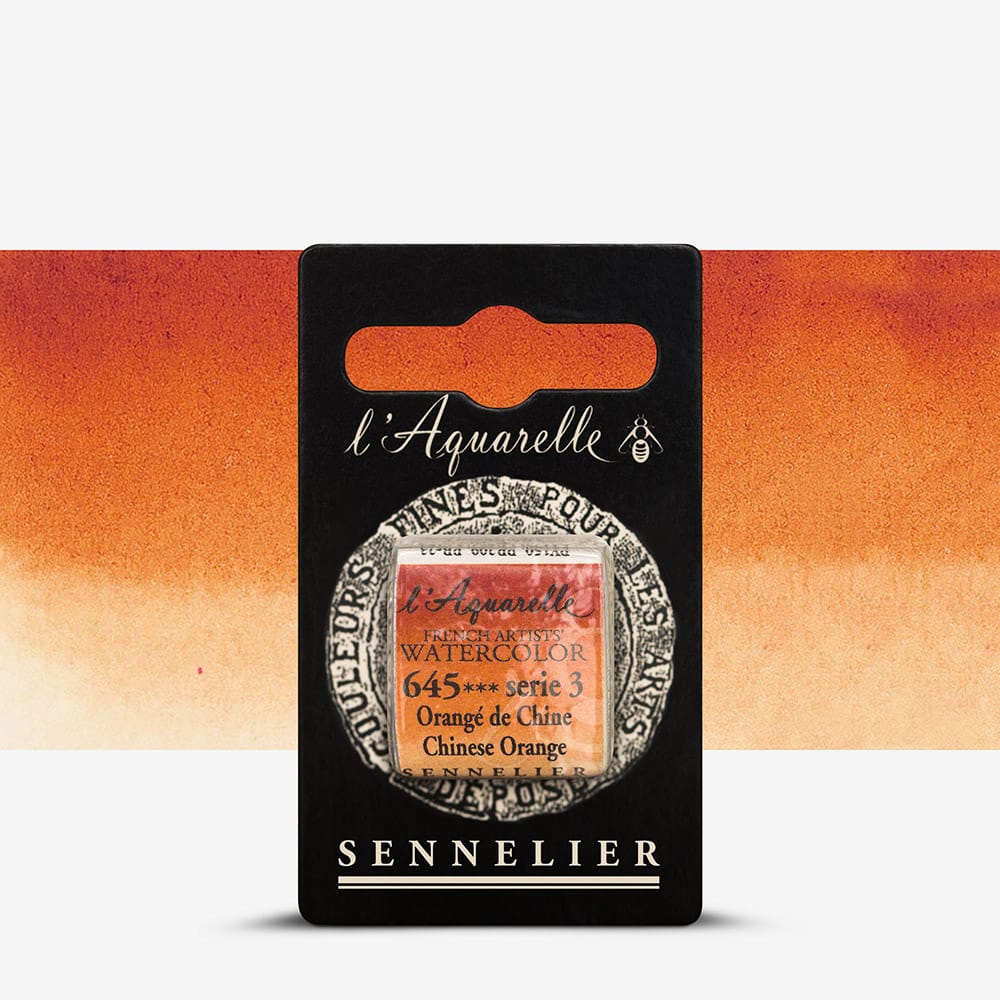Краска акварельная "Sennelier" полукювета, S3, Китайский оранжевый (Chinese Orange), N131541.645