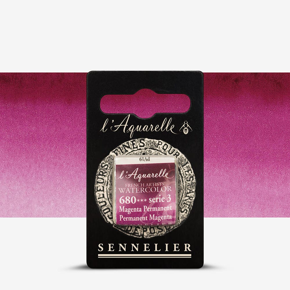 Краска акварельная "Sennelier" полукювета, S3, Перманентный пурпурный (Permanent Magenta), N131541.680