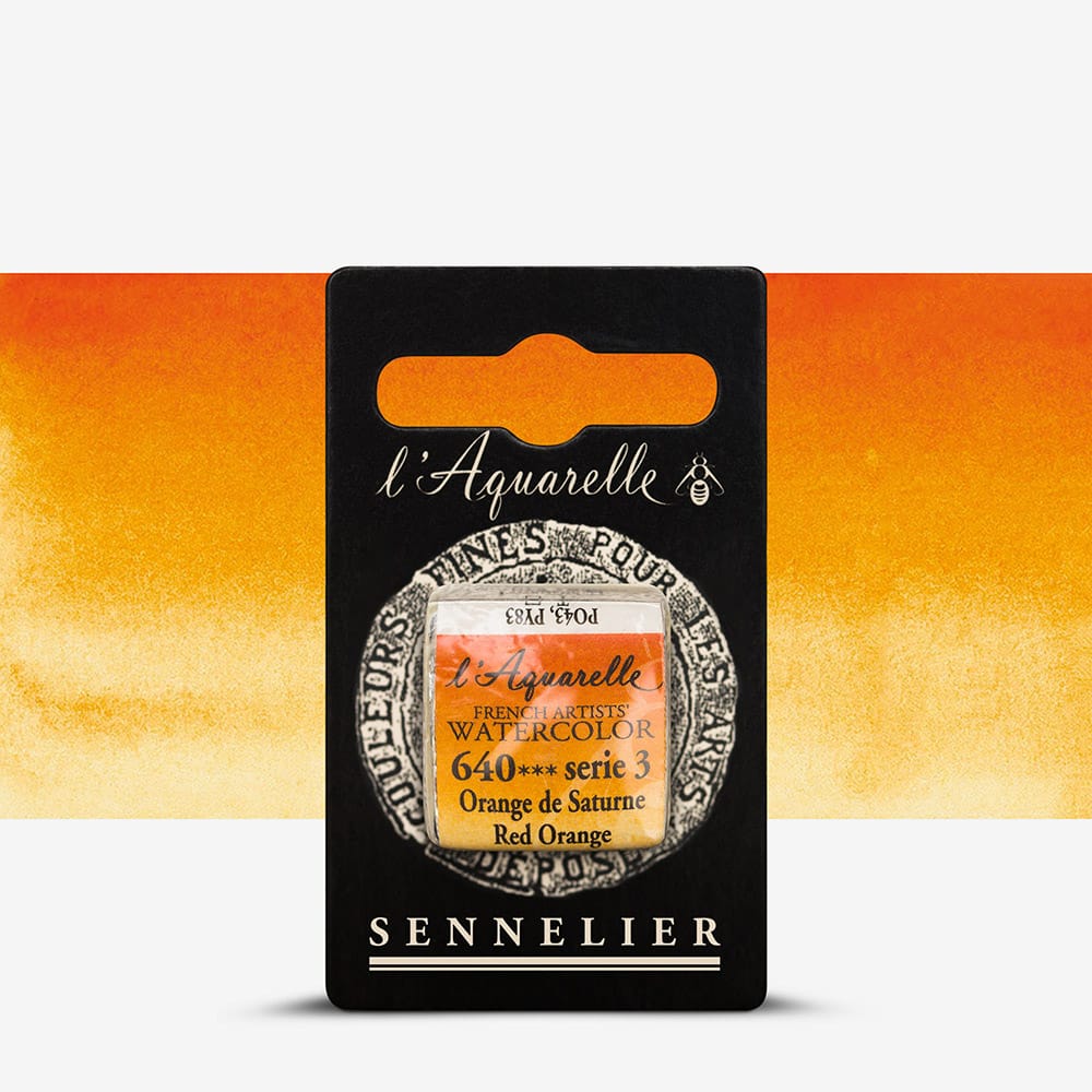 Краска акварельная "Sennelier" полукювета, S3, Красно-оранжевый (Red Orange), N131541.640